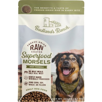 Badlands Ranch Badlands Ranch Superfood Complete Raw Coated Morsels Beef Dry Dog Food, 20-lb bag