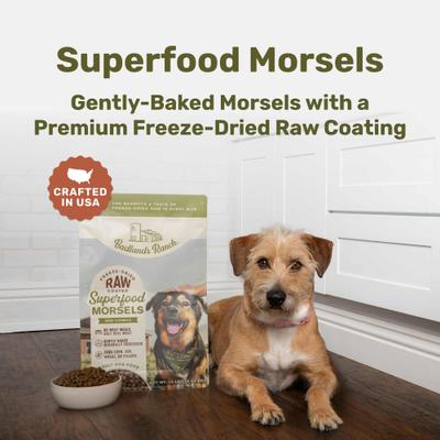 Show full view: Badlands Ranch Superfood Complete Raw Coated Morsels Beef Dry Dog Food, 10-lb bag slide 6 of 11