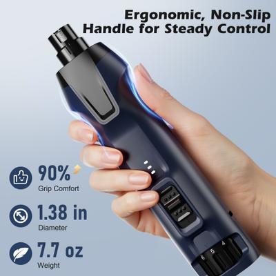 Show full view: Bousnic Whisper Quiet 6-Speed Nail Grinder for Dogs & Cats with 2 LED Light, Dark Blue slide 4 of 8