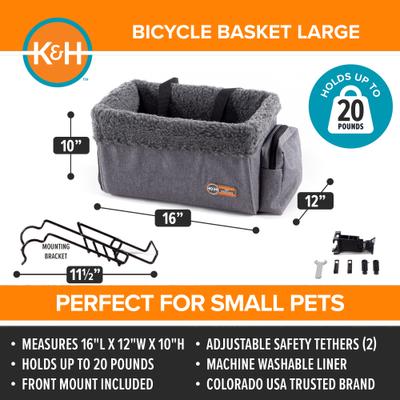 Show full view: K&H Pet Products Travel Dog Bike Basket, Large slide 2 of 12