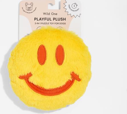 Show full view: Wild One Smiley Face Plush Dog Toy slide 4 of 5