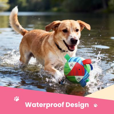 Show full view: Nocciola Modern Princess Pink Soccer Interactive Durable Tug & Fetch Squeaky Ball Dog Toy, Neon Pink Striker, Medium: 6-in slide 5 of 7