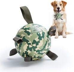 Nocciola K9 Commando Camouflage Soccer Interactive Durable Tug & Fetch Squeaky Ball Dog Toy, Camo Champ Brown, Medium: 6-in
