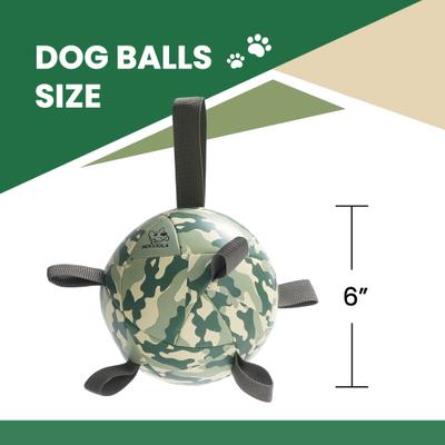 Show full view: Nocciola K9 Commando Camouflage Soccer Interactive Durable Tug & Fetch Squeaky Ball Dog Toy, Camo Champ Brown, Medium: 6-in slide 3 of 6