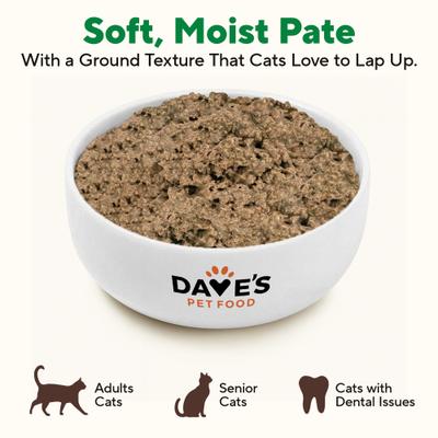 Show full view: Dave's Pet Food Naturally Healthy Grain-Free Turkey Dinner Pate Canned Wet Cat Food, 5.5-oz can, case of 24 slide 8 of 12