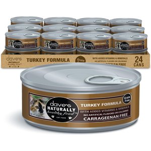 Dave's Pet Food Naturally Healthy Grain-Free Turkey Dinner Pate Canned Wet Cat Food, 5.5-oz can, case of 24