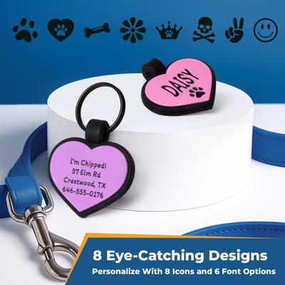 Show full view: GoTags Personalized Silicone Heart Dog & Cat ID Tag, Large, Gray slide 3 of 8