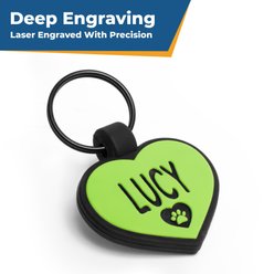 GoTags Personalized Silicone Heart Dog & Cat ID Tag, Large, Green slide 2 of 7
