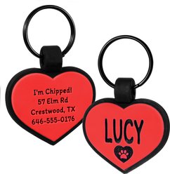 GoTags Personalized Silicone Heart Dog & Cat ID Tag, Large, Red