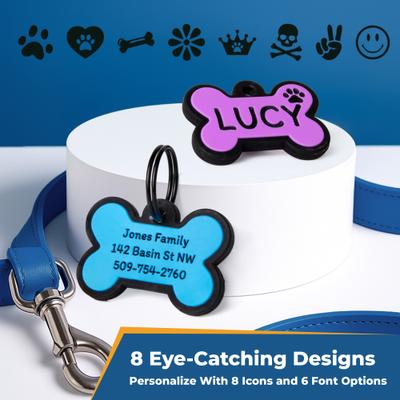 Show full view: GoTags Personalized Silicone Bone Dog ID Tag, Large, Blue slide 3 of 8