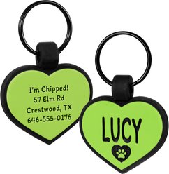 GoTags Personalized Silicone Heart Dog & Cat ID Tag, Large, Green