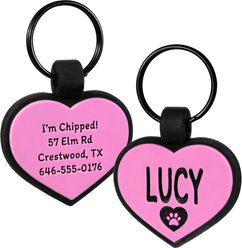 GoTags Personalized Silicone Heart Dog & Cat ID Tag, Large, Pink slide 1 of 7