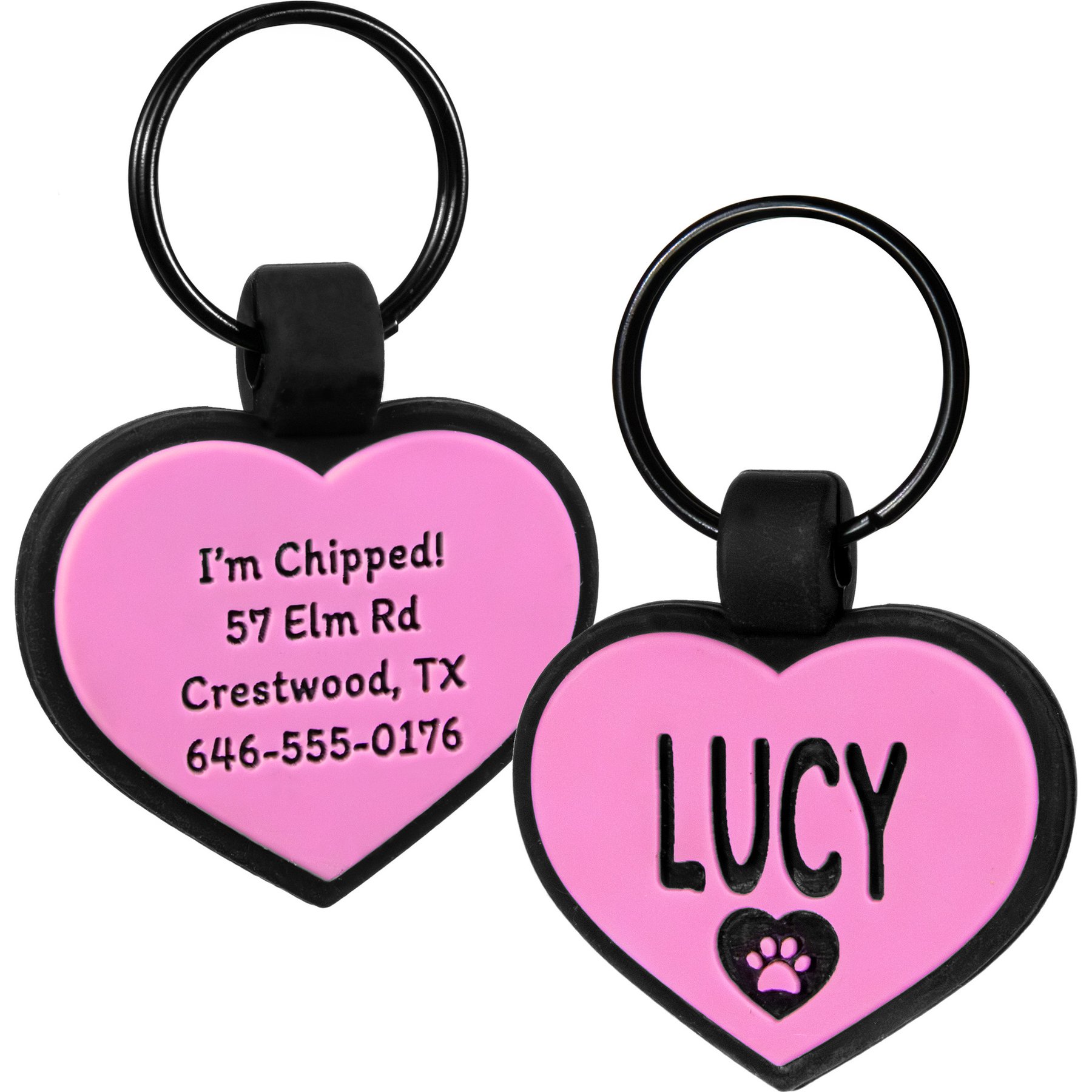 GoTags Personalized Silicone Heart Dog & Cat ID Tag, Large, Pink