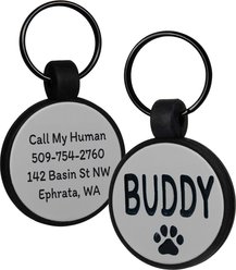 GoTags Personalized Silicone Round Dog & Cat ID Tag, Large, Gray