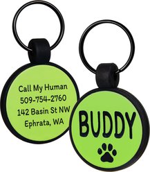 GoTags Personalized Silicone Round Dog & Cat ID Tag, Large, Green