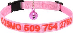 GoTags Nylon Personalized Breakaway Cat Collar with Bell, Pink, 8 to 12-in neck, 1/2-in wide