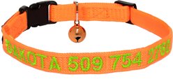 GoTags Nylon Personalized Breakaway Cat Collar with Bell, Orange, 8 to 12-in neck, 1/2-in wide
