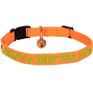 GoTags Nylon Personalized Breakaway Cat Collar with Bell, Orange, 8 to 12-in neck, 1/2-in wide