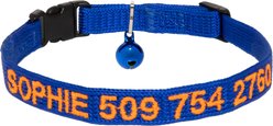 GoTags Nylon Personalized Breakaway Cat Collar with Bell, Blue, 8 to 12-in neck, 1/2-in wide slide 1 of 8