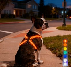 MEGAPAWS No-Pull Dog Harness with 8 Gear Color Changing LED Lights, Medium