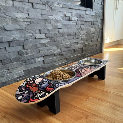 Show full view: Funky Flies Doggy Pack SkateBowls Stainless Steel Elevated Dog Bowls, 3-cup slide 2 of 9