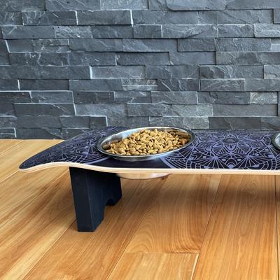 Show full view: Funky Flies Dream Catcher SkateBowls Stainless Steel Elevated Dog Bowls, 3-cup, Black slide 3 of 11