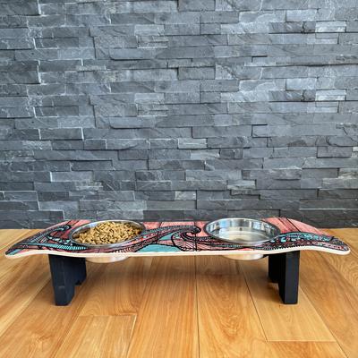 Show full view: Funky Flies Island Time SkateBowls Stainless Steel Elevated Dog Bowls, 3-cup slide 3 of 8