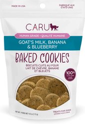 Caru Goat’s Milk, Banana & Blueberry Baked Cookie Dog Treats, 4-oz bag