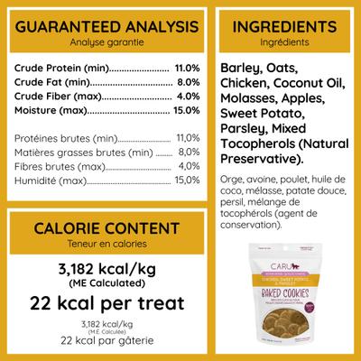 Show full view: Caru Chicken, Sweet Potato & Parsley Baked Cookie Dog Treats, 4-oz bag slide 6 of 8