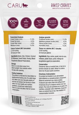 Show full view: Caru Chicken, Sweet Potato & Parsley Baked Cookie Dog Treats, 4-oz bag slide 3 of 8