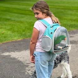 Halinfer Clear Space Capsule Bubble Window Cockatiel Backpack Carrier with Standing Perch & Metal Tray, 2-lb bag, Green slide 2 of 6