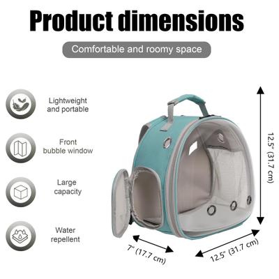 Show full view: Halinfer Clear Space Capsule Bubble Window Cockatiel Backpack Carrier with Standing Perch & Metal Tray, 2-lb bag, Green slide 2 of 7