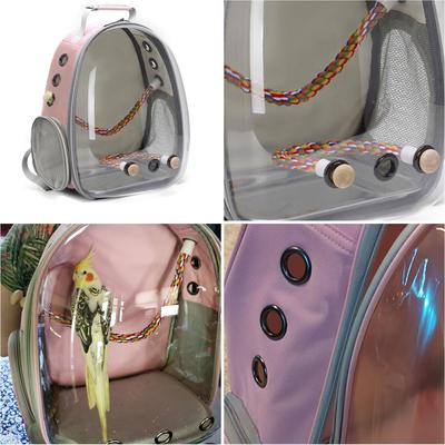 Show full view: Halinfer Clear Space Capsule Bubble Window Conure Backpack Carrier with Standing Perch & Metal Tray, 3-lb bag, Black slide 4 of 7