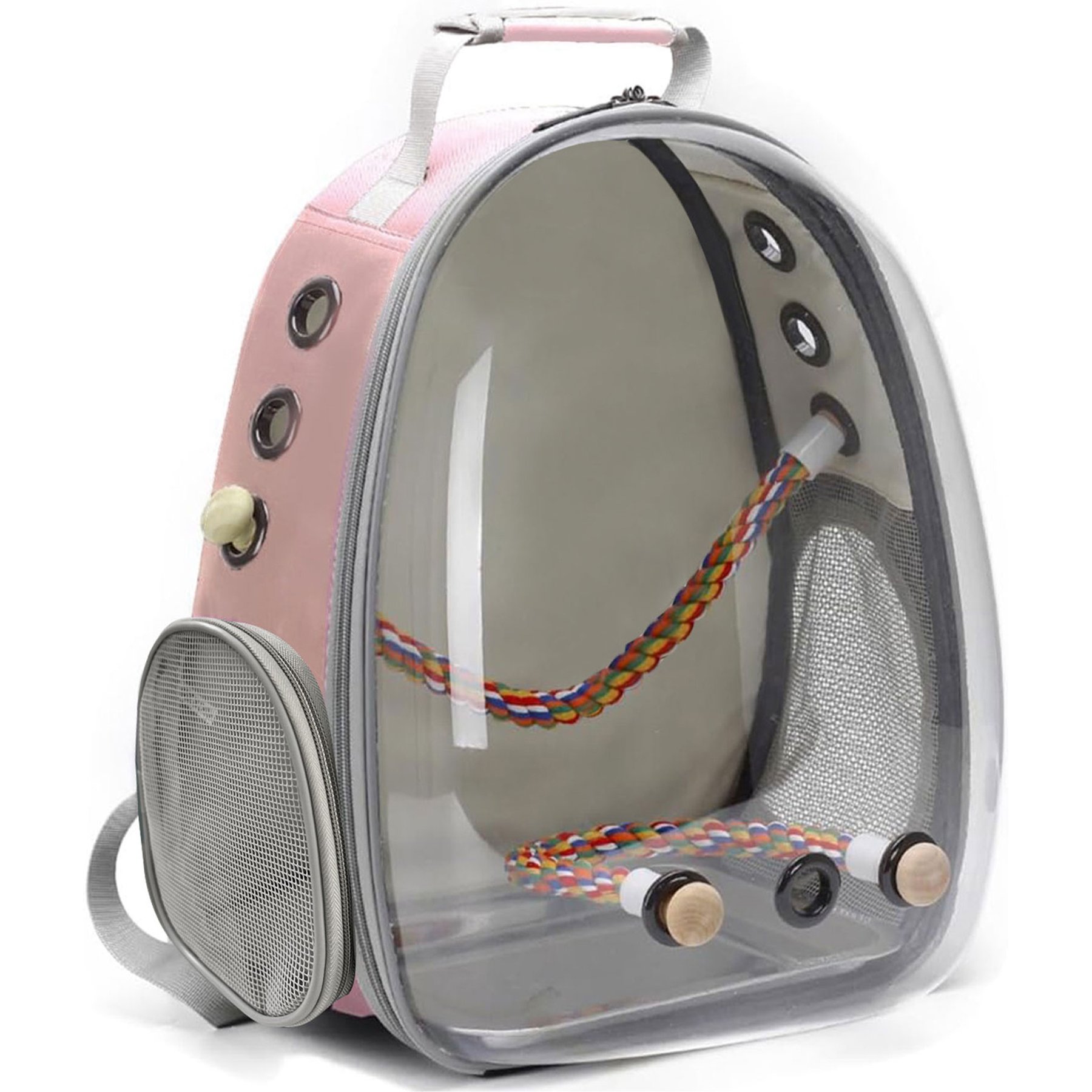 Halinfer Clear Bubble Bird Carrier Backpack, Pink