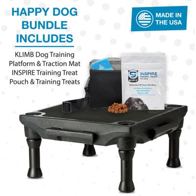 Show full view: Blue-9 Happy Dog Starter Bundle includes KLIMB Training Platform, Traction Mat, Inspire Training Treat Pouch & Training Treats, Black slide 2 of 8