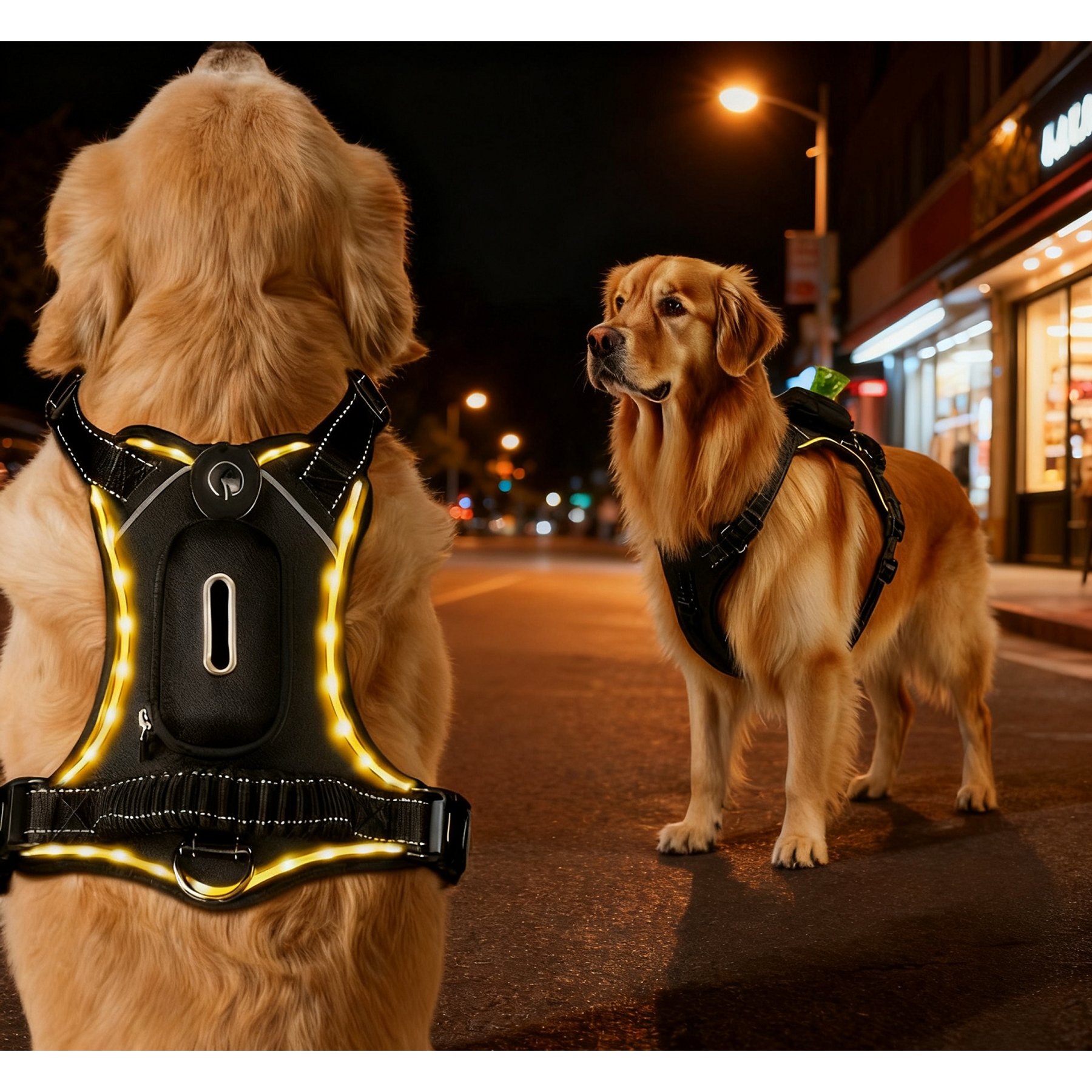 MEGAPAWS USB Rechargeable LED Light-Up Dog Harness, Small