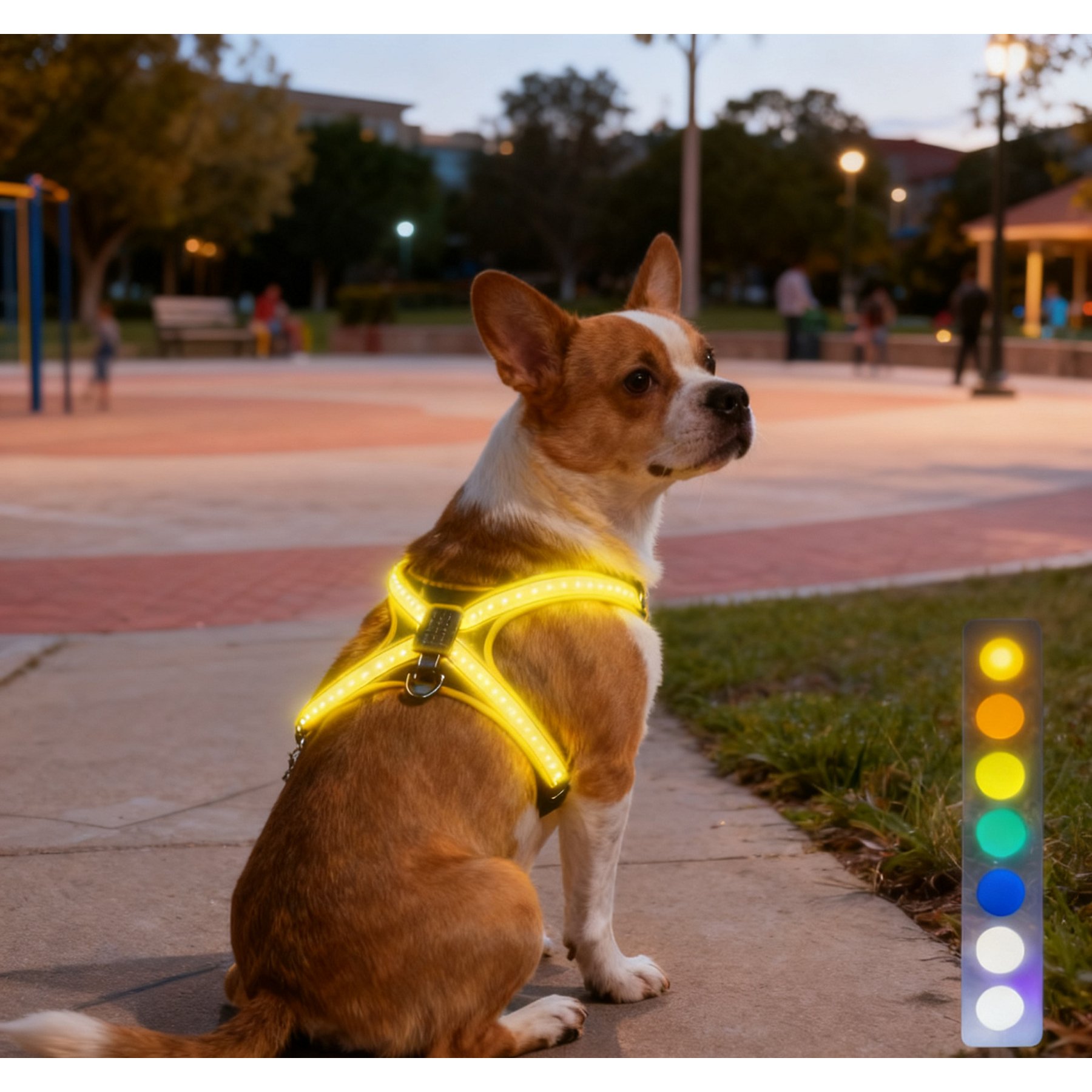 MEGAPAWS No-Pull Dog Harness with 8 Gear Color Changing LED Lights, Small