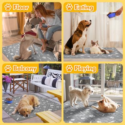 Show full view: HOMAGICO Highly Absorbent Non-Slip Washable Dog Pee Pads with Dog Bowl, Gray, 35 x 40-in, 2 slide 3 of 6