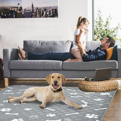 Show full view: HOMAGICO Highly Absorbent Non-Slip Washable Dog Pee Pads with Dog Bowl, Gray, 72 x 72-in, 1 slide 7 of 7