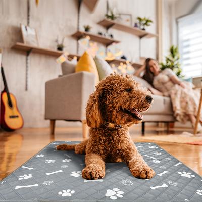 Show full view: HOMAGICO Highly Absorbent Non-Slip Washable Dog Pee Pads with Dog Bowl, Gray, 35 x 40-in, 2 slide 2 of 6