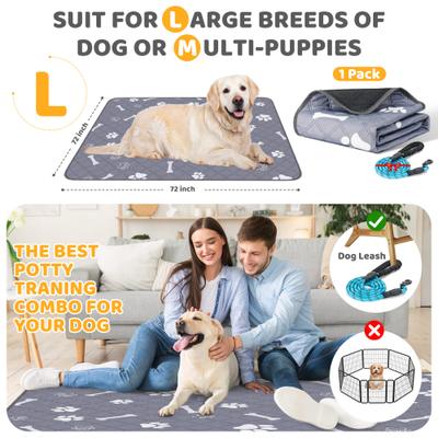 Show full view: HOMAGICO Super Absorbent Non-Slip Washable Dog Pee Pads with Leash, Gray, 72 x 72-in, 1 slide 2 of 6