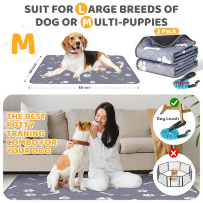 Show full view: HOMAGICO Super Absorbent Non-Slip Washable Dog Pee Pads with Leash, Gray, 48 x 60-in, 2 slide 3 of 7