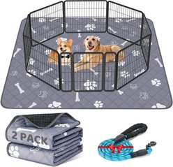 HOMAGICO Super Absorbent Non-Slip Washable Dog Pee Pads with Leash, Gray, 48 x 60-in, 2