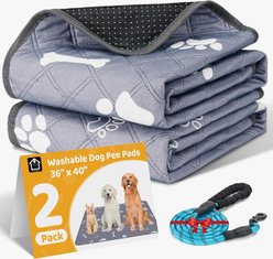 HOMAGICO Super Absorbent Non-Slip Washable Dog Pee Pads with Leash, Gray, 35 x 40-in, 2