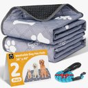 HOMAGICO Super Absorbent Non-Slip Washable Dog Pee Pads with Leash, Gray, 35 x 40-in, 2