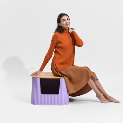 Show full view: Michu Container Cat Litter Box with Scoop & Lid, XX-Large: 23-lb box, Stella slide 4 of 5