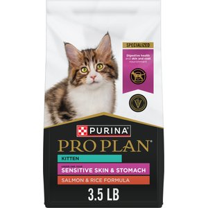 Purina Pro Plan Kitten Sensitive Skin & Stomach Salmon & Rice Formula Dry Cat Food, 3.5-lb bag