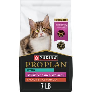 Purina Pro Plan Kitten Sensitive Skin & Stomach Salmon & Rice Formula Dry Cat Food, 7-lb bag