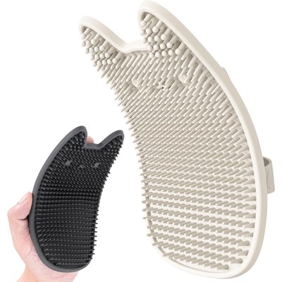 Li & Zhao Li & Zhao Grooming Rubber Combo Dog & Cat Bath Scrubber Brush, Beige, Small, 2 count
