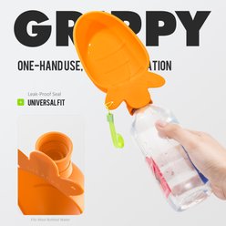 Li & Zhao Portable Outdoor Travel Carrot Shaped Water Dispenser Plastic Dog & Cat Bowl, Orange, Medium slide 2 of 9